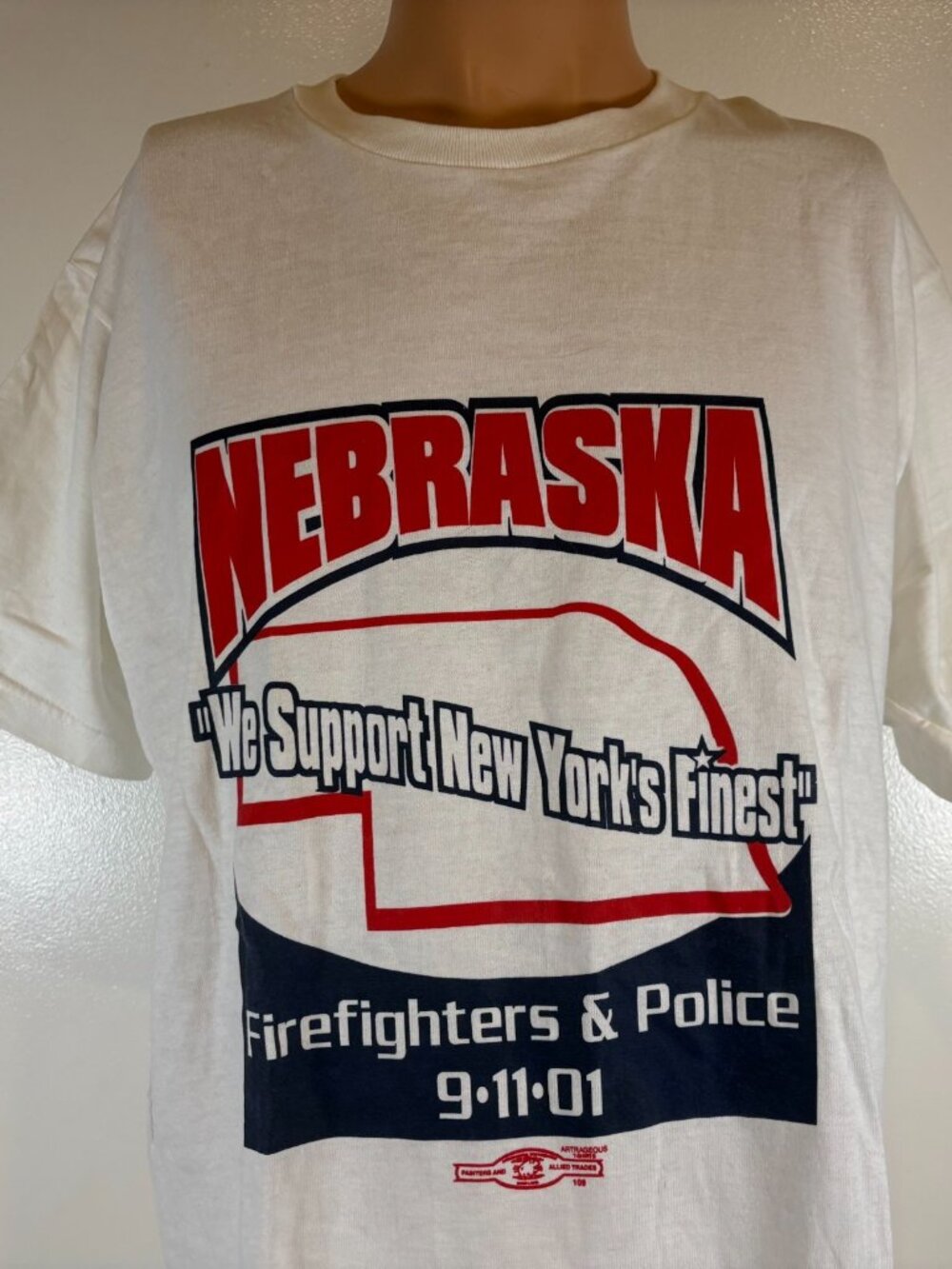 Vintage Nebraska Firefighters Police T Shirt Mens Size L September 11 Y2K